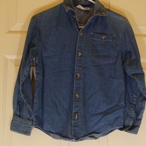 Blue jean button up shirt
